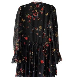 *LAUNDRY* Black, bohemian, polka dot, sheer long sleeve dress, size 2